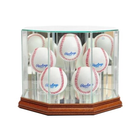 Perfect Cases Perfect Cases 5BSB-W Octagon 5 Baseball Display Case; Walnut 5BSB-W
